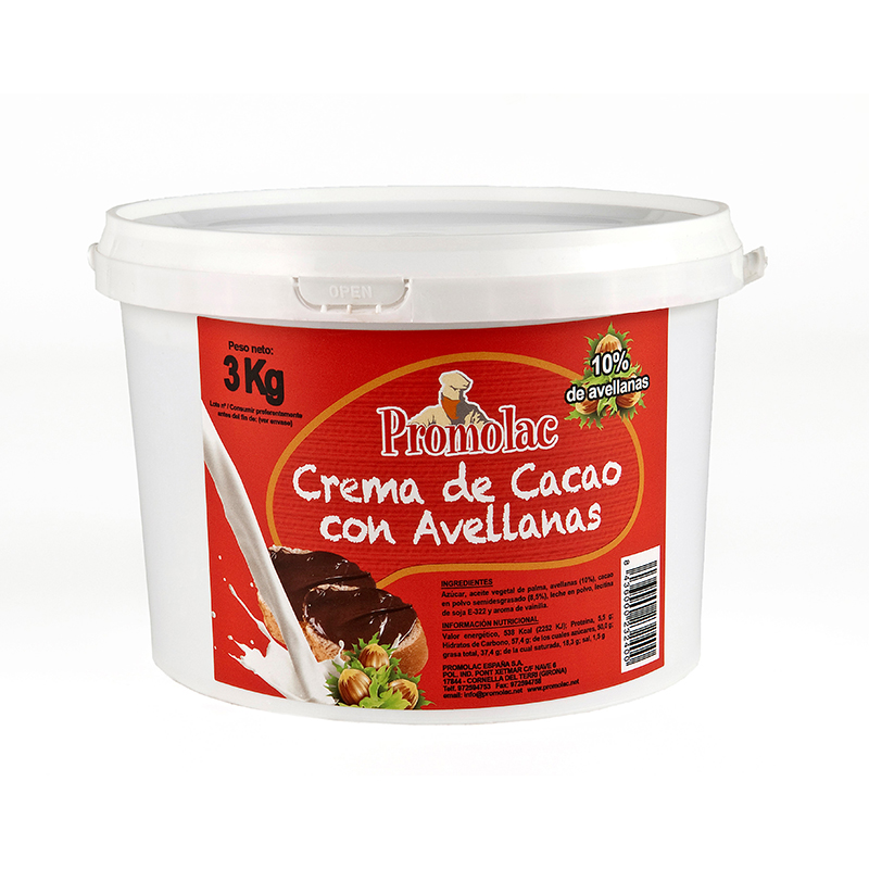 CREMA DE CACAO CON AVELLANAS CUBO 1/3Kg.