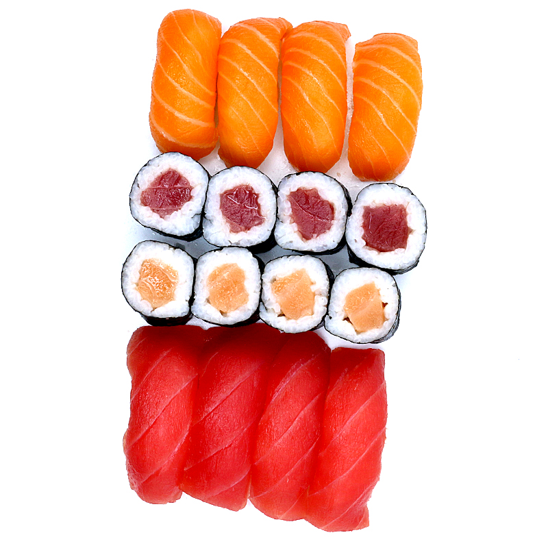SUSHI MIXTA FAMILIAR 16 UN (8nig.i 8makis)salmó i tonyina RF